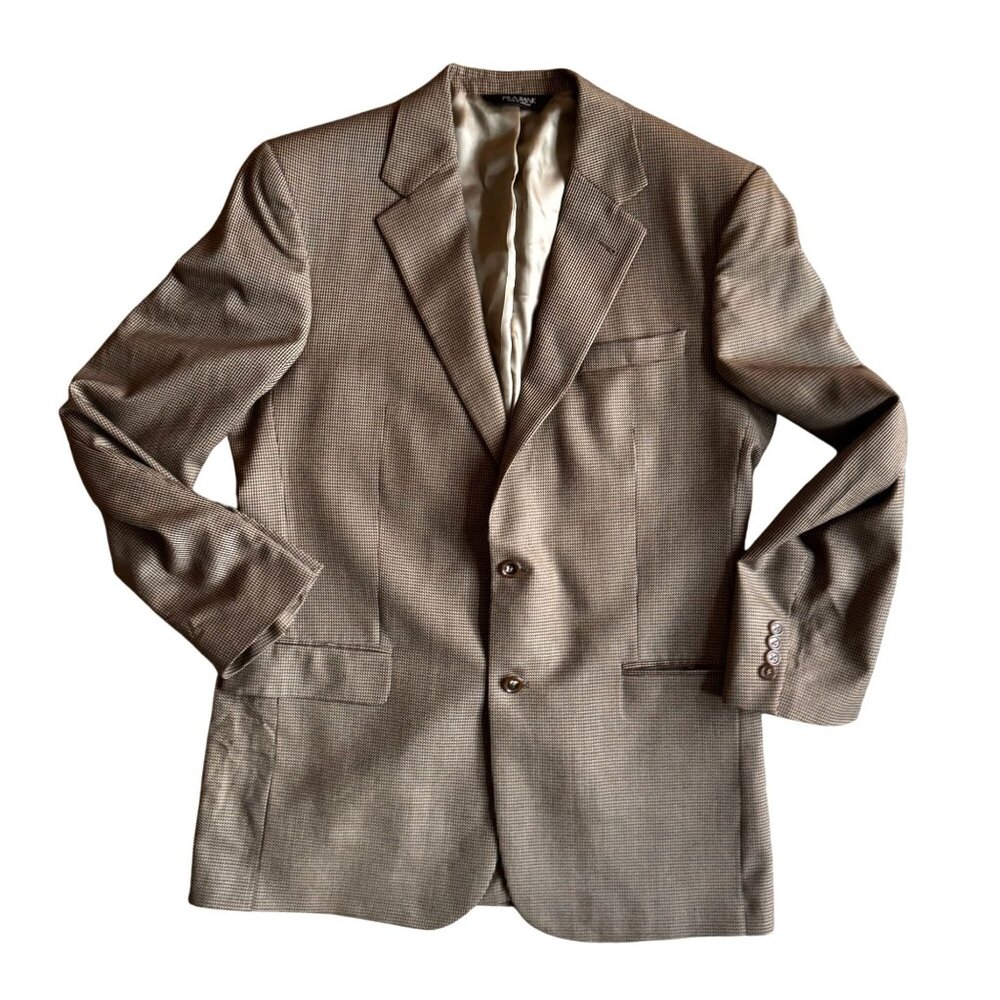 JOS A Bank Mens Blazer 42L Wool 2 Button‎ Houndstooth Classic Preppy Academia
